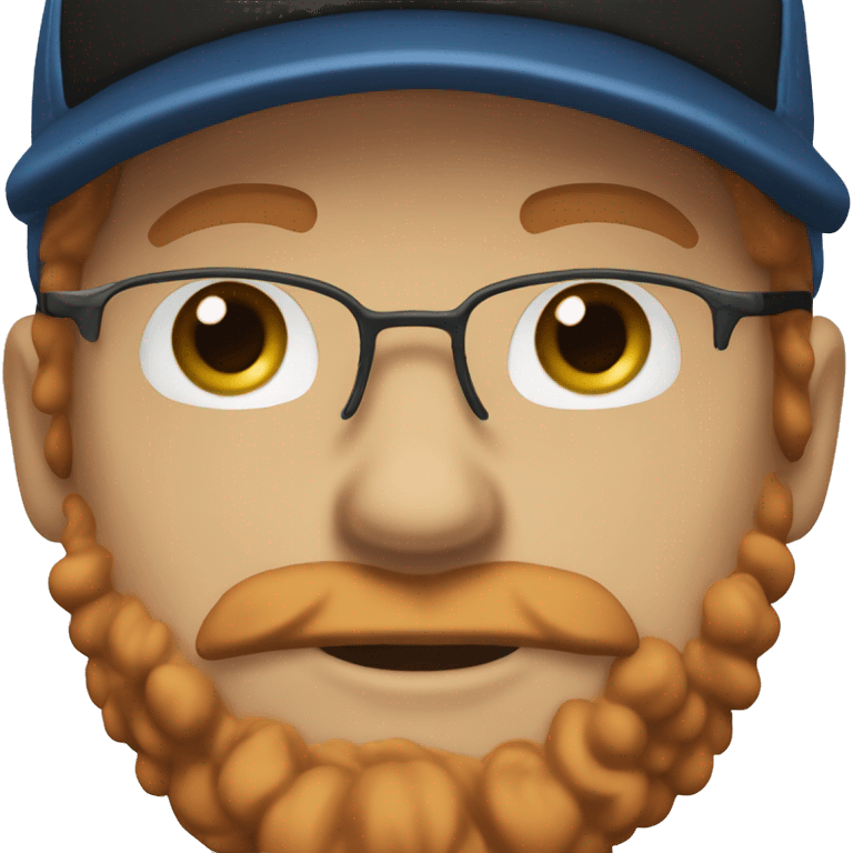 30 year old male male with red hair, glasses, black baseball hat, blue eyes, pale complexion, and a beard emoji