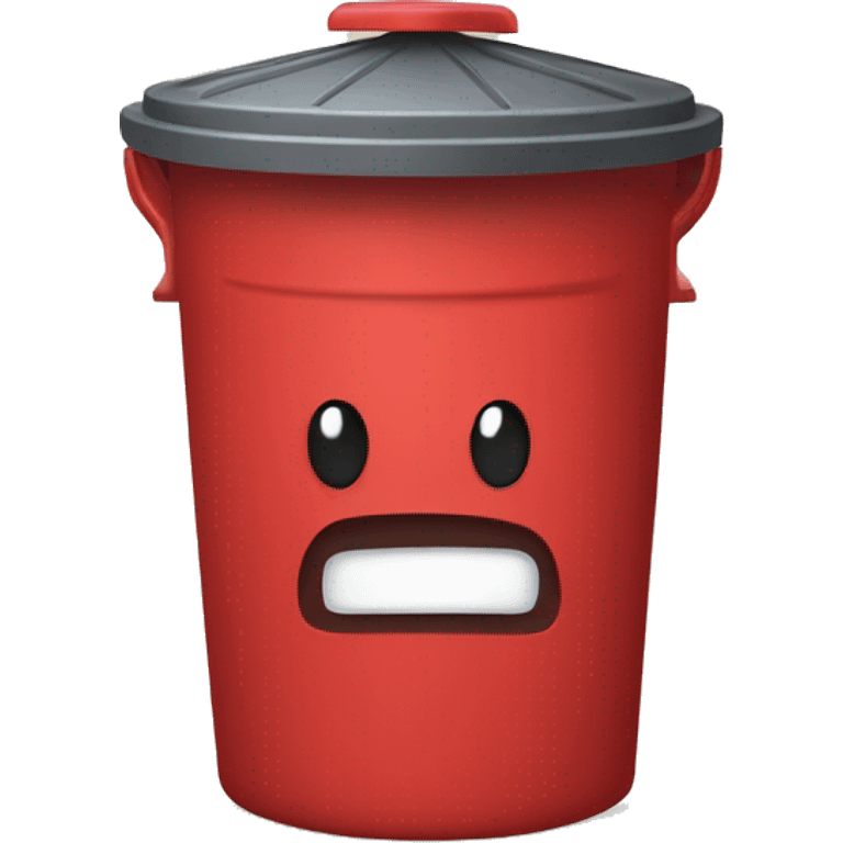 "Red dustbin emoji with a lid, designed to symbolize deletion, in a simple cartoon style." emoji