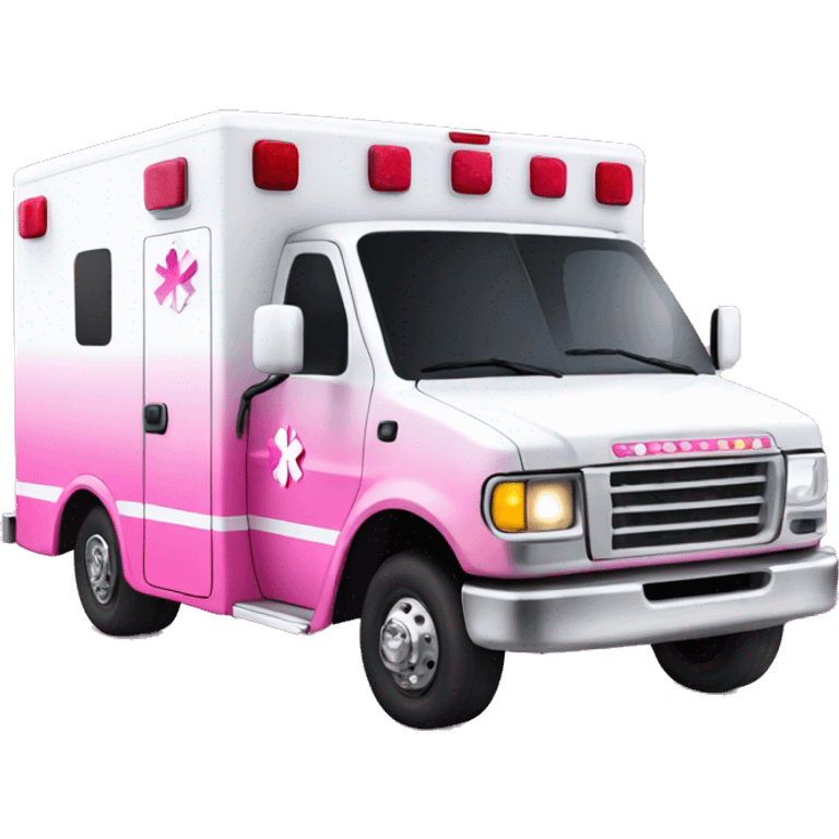 Pink ombre ambulance truck with glitter emoji