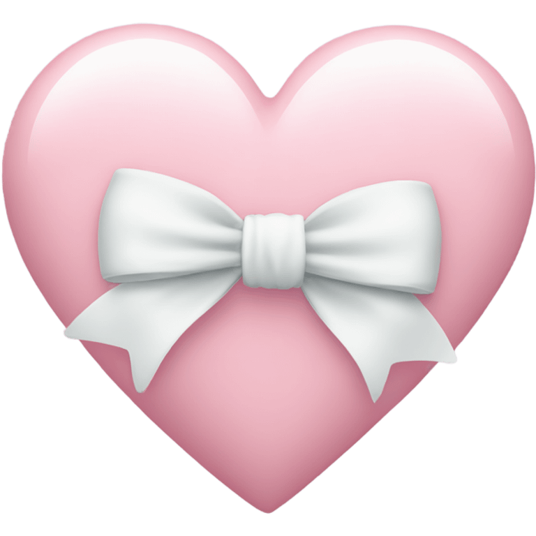 Pastel pink heart with white bow emoji