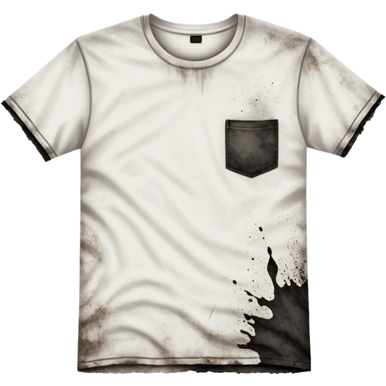 A white T-shirt heavily stained with black dirt and grime. The fabric is covered in dark smudges, making it look extremely dirty and worn out emoji