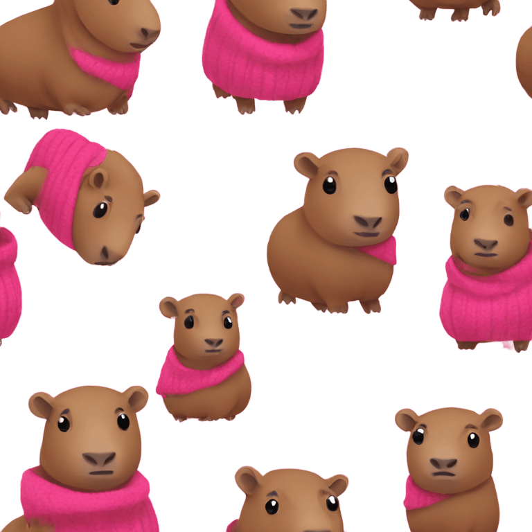 Capibara with pink sweaters  emoji