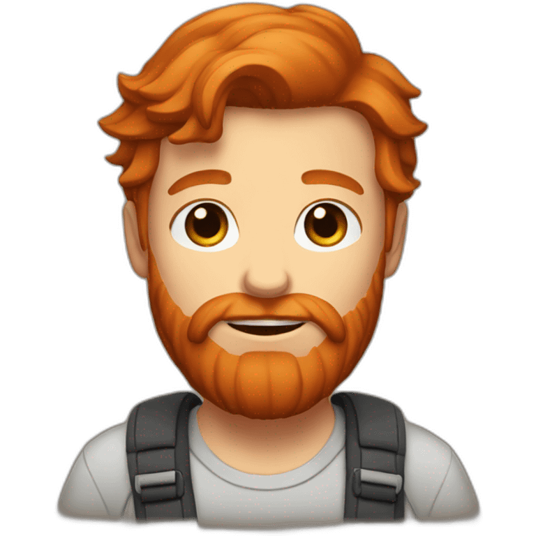 Squatting redhead guy with beard emoji