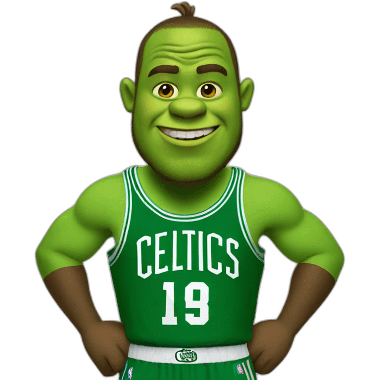 shrek wearing green boston celtics jersey emoji