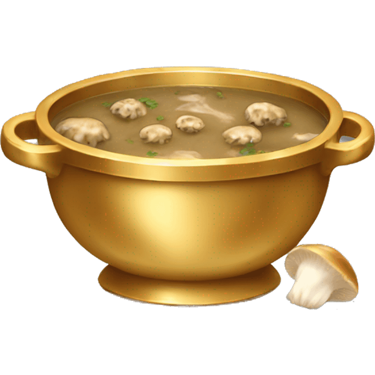 Mushroom soup in a gold bowl emoji