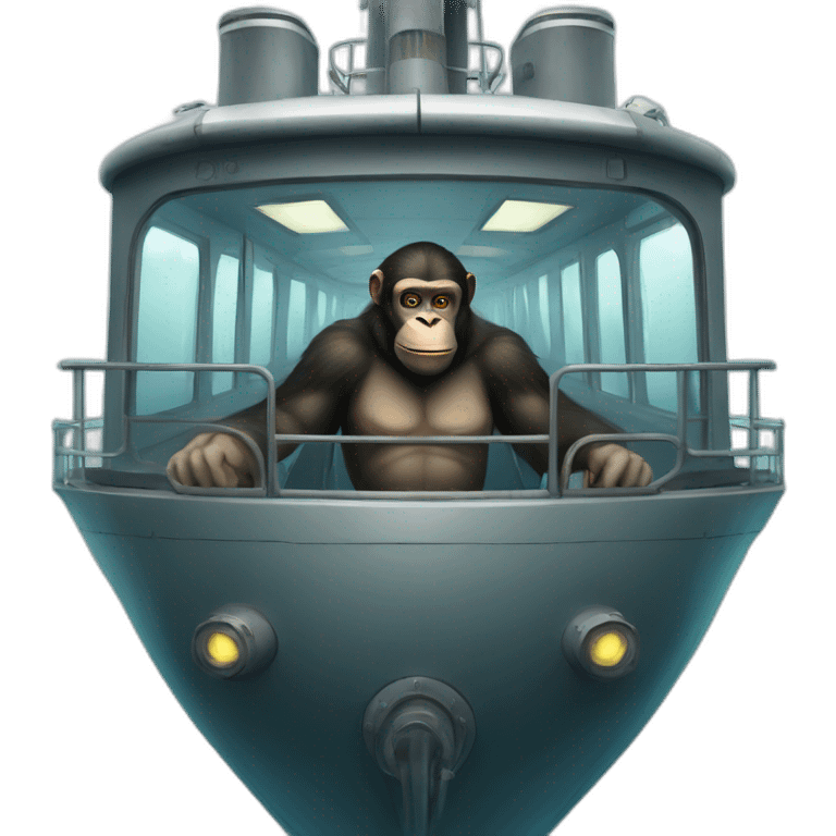 Human-like ape in a submarine ship emoji