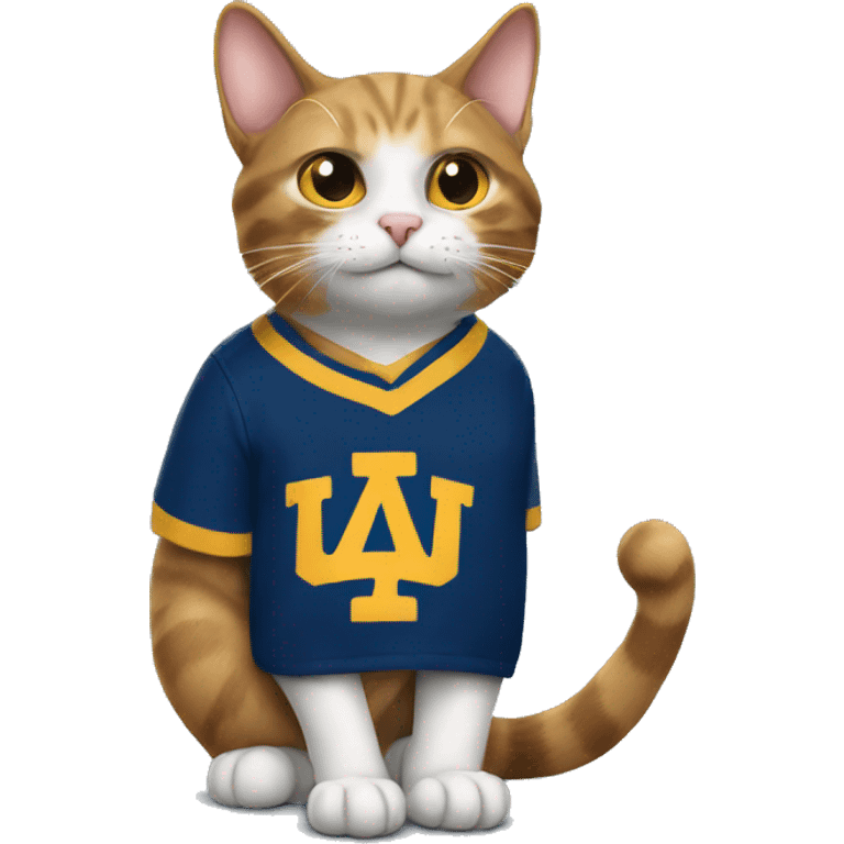 cat wearing a university of california berkeley shirt emoji