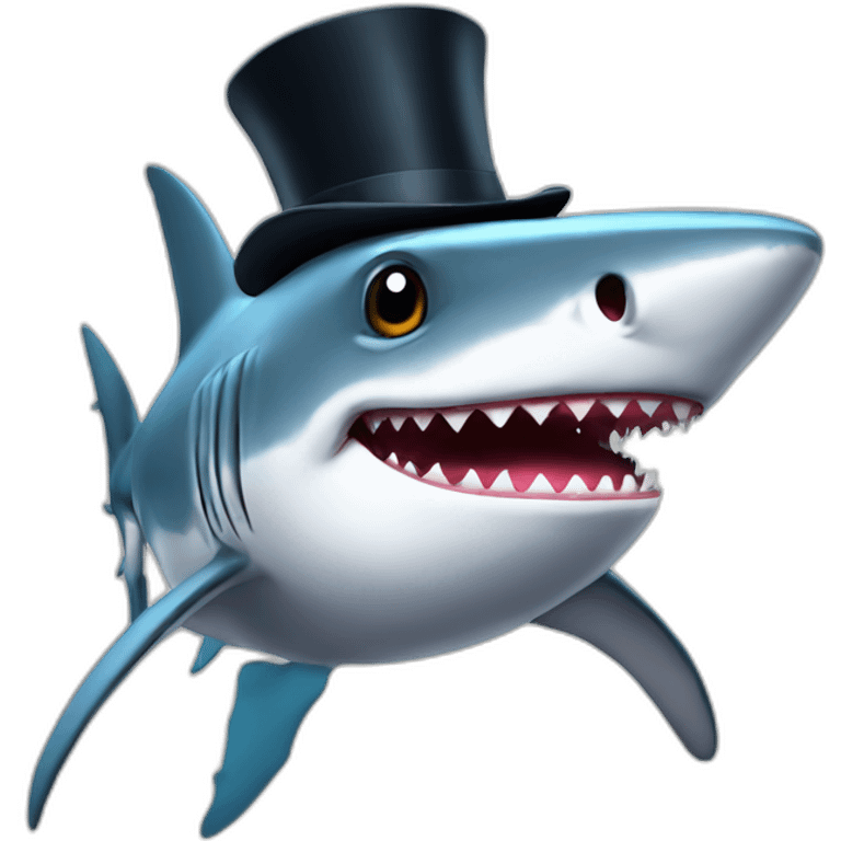 Shark with a top hat emoji