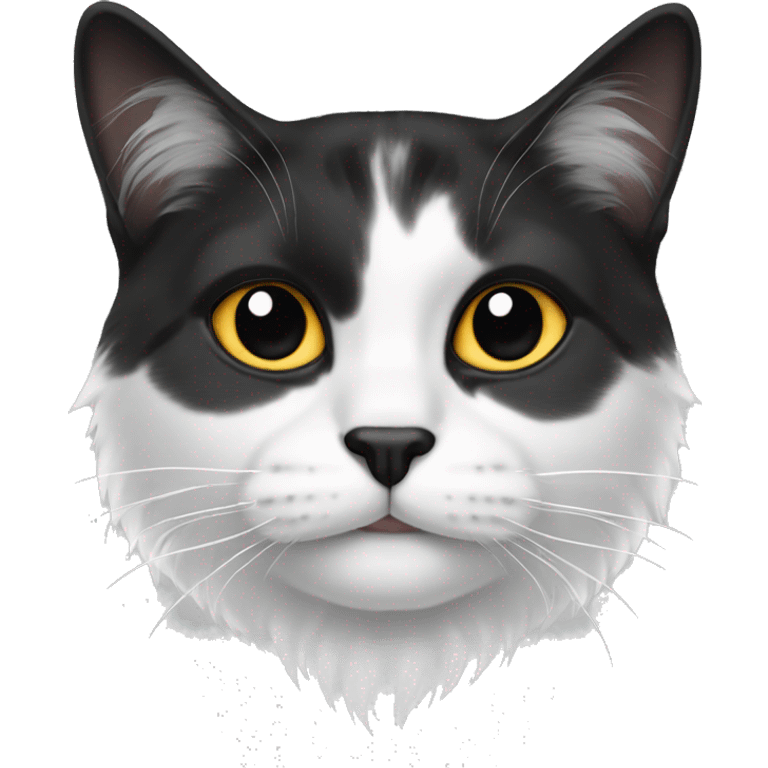 black and white long hair cat with black spot on nose emoji