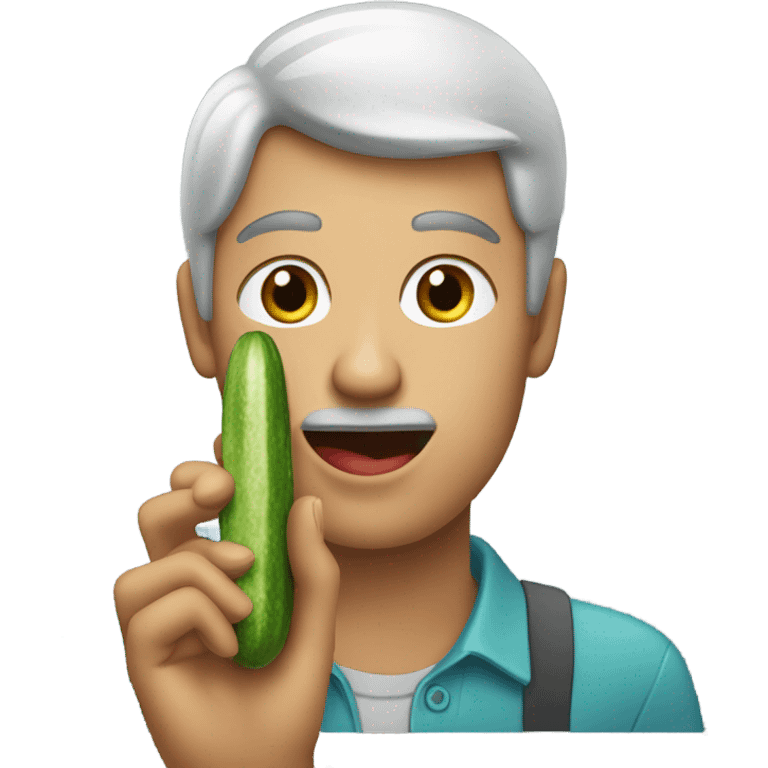 man putting on lipstick with a cucumber  emoji