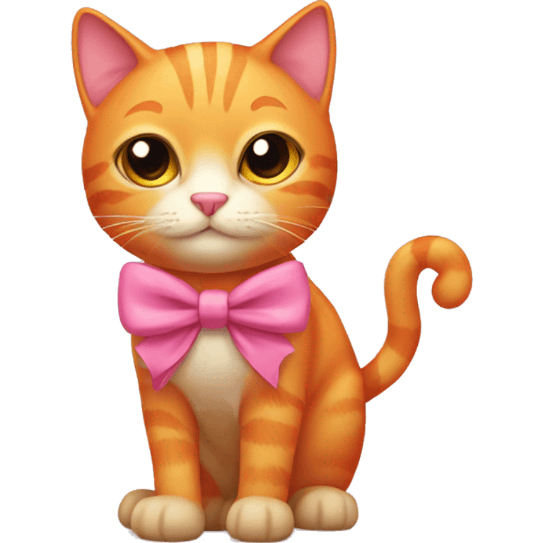 Orange cat with a pink bow emoji