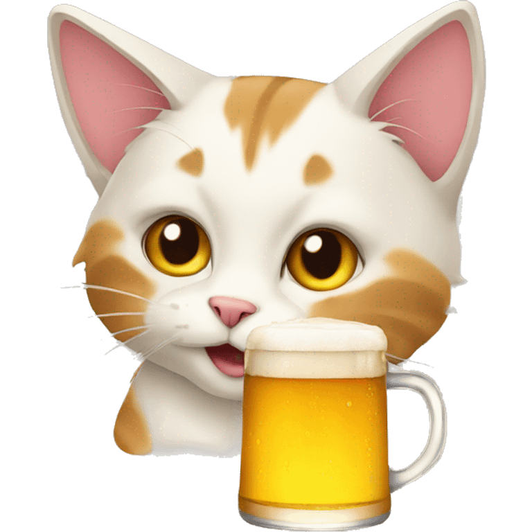 Cat with beer emoji