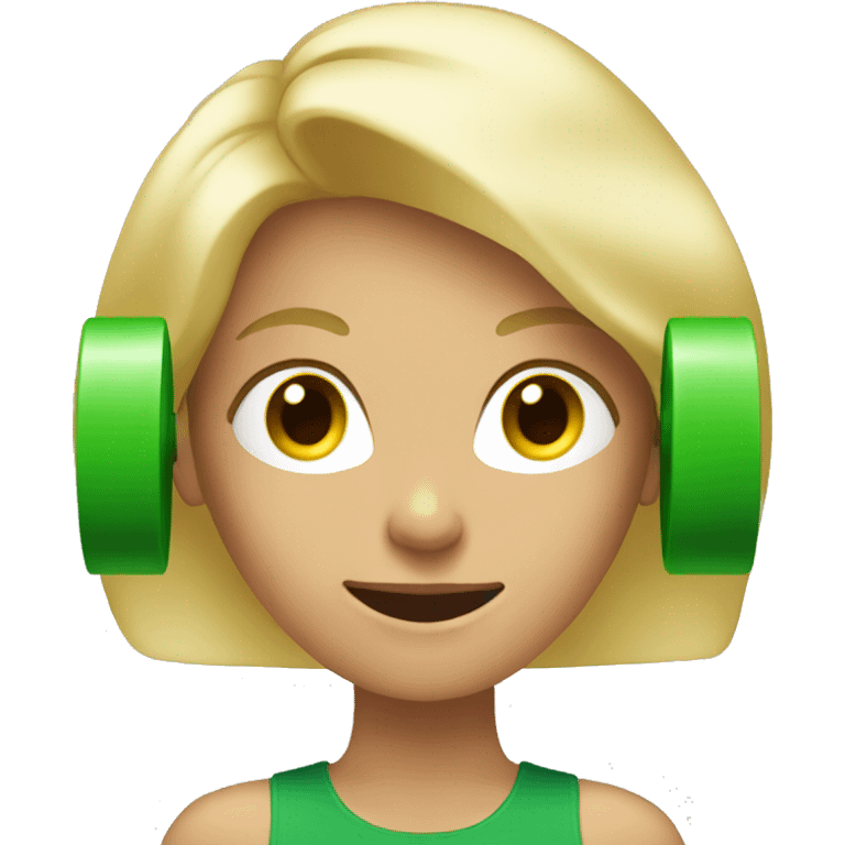 blonde with green dumbbells emoji