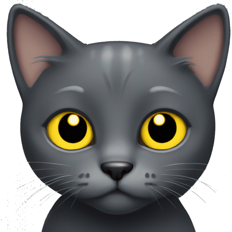 cute dark grey cat with yellow eyes  emoji