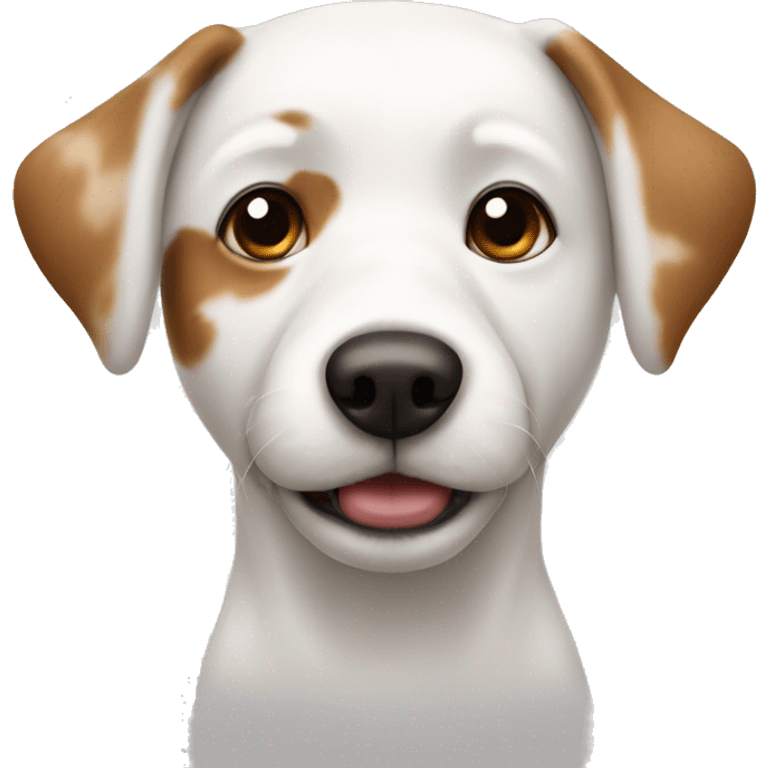 White dog with a bit of brown and black spots  emoji