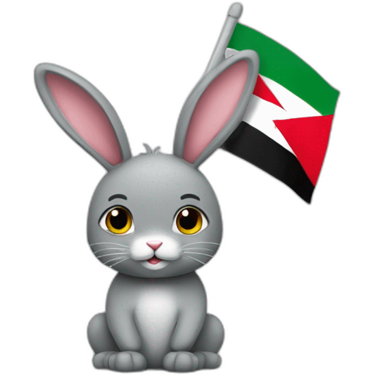 grey bunny with the flag of Palestine emoji