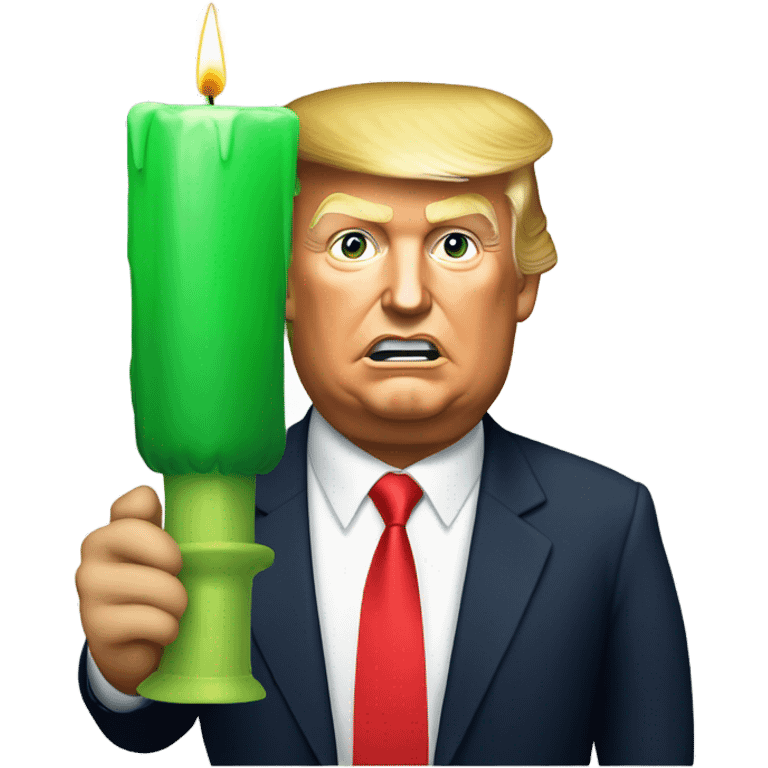 Donald trump holding a stock market green candle emoji