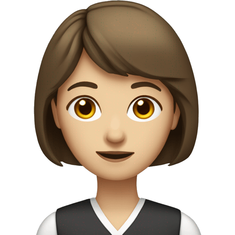 ogirl teacher with straight short brown hair and bang emoji