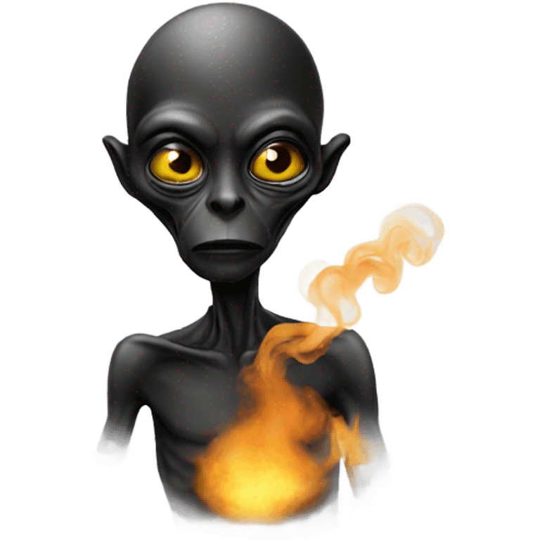 A black alien smoking emoji