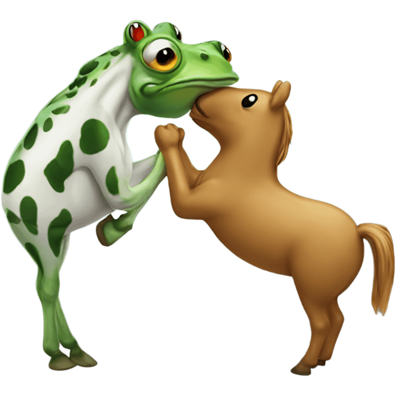 Frog kissing horse emoji