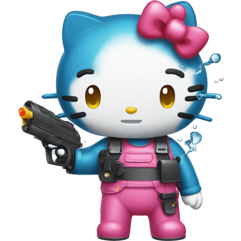 Hellokitty with a water gun emoji