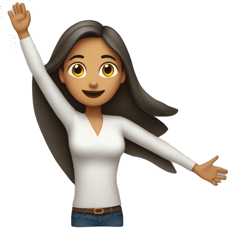 Spanish Woman (arms raised) (straight hair) celebrating emoji