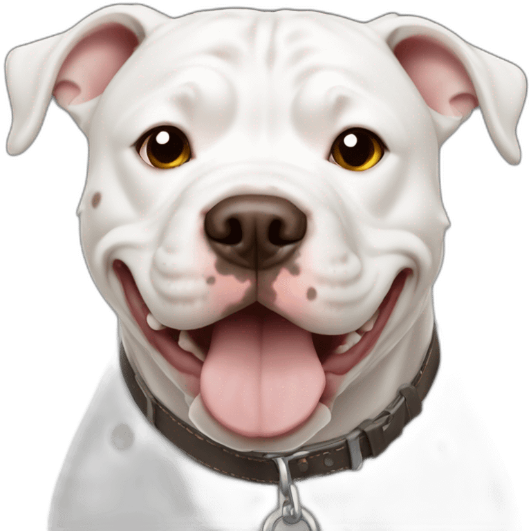 white pitbull dog  with brown spots emoji