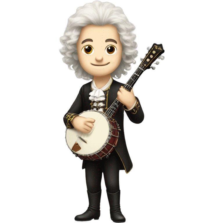 Wolfgang Mozart chibi wig standing young 5-string banjo emoji