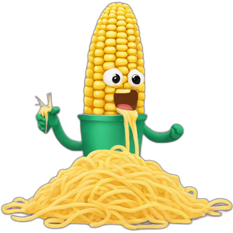 corn eating spaghetti  emoji