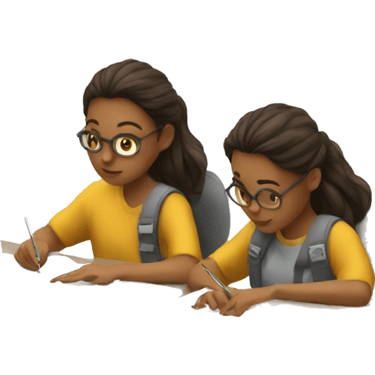 two students doing homework emoji