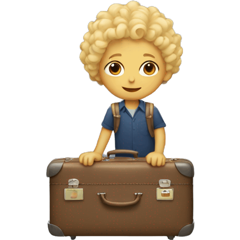 boy with blonde curls in a suitcase emoji