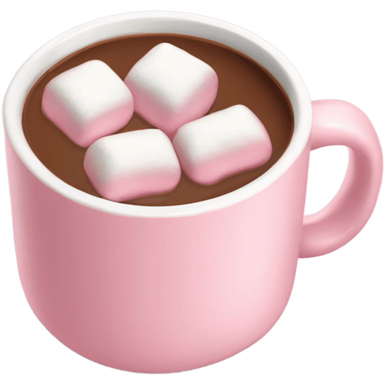 Light Pink mug of hot chocolate with marshmallows  emoji