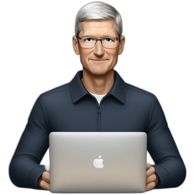 tim cook with a macbook pro emoji