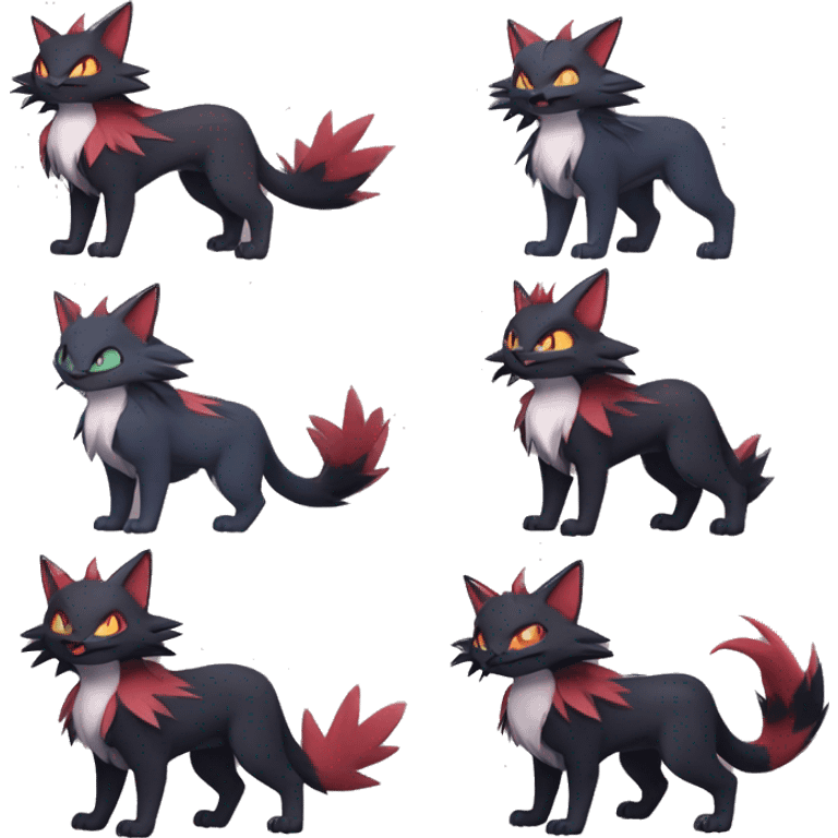  Kawaii Edgy Cool Beautiful Nargacuga-Noivern-Torracat-Litten-Zorua-Zoroark full body emoji