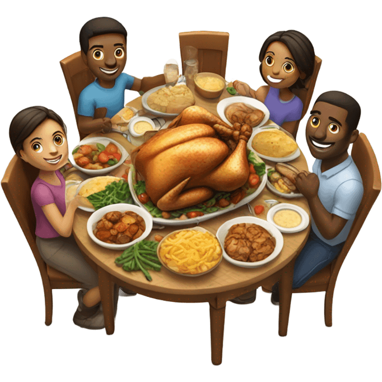 Family eating chicken dinner  emoji