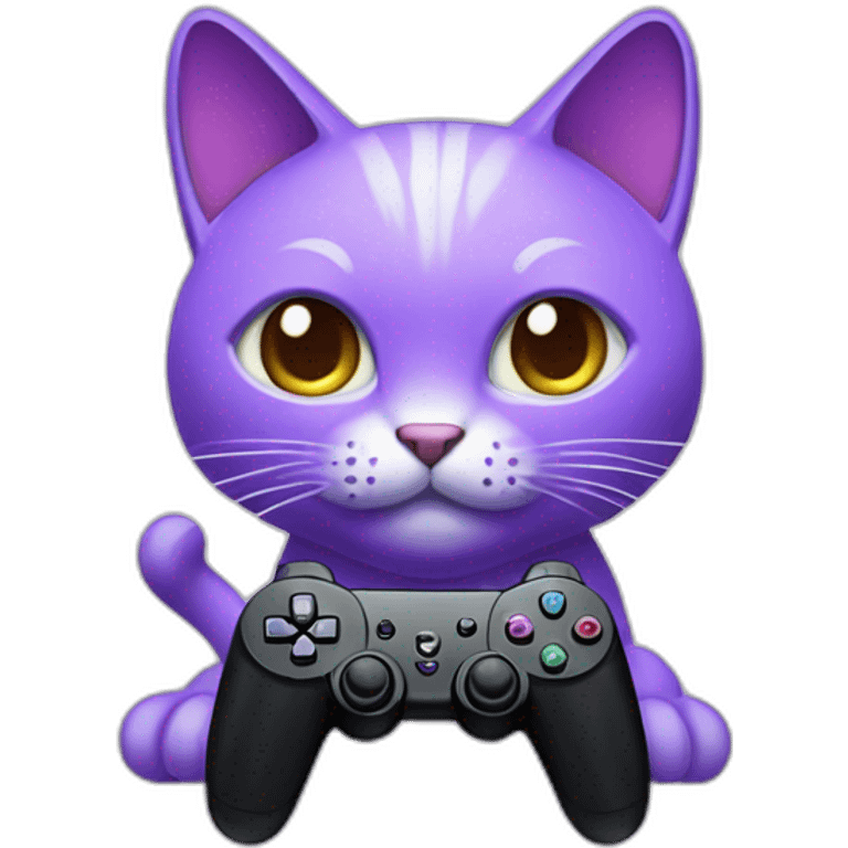 Purple cat with Sharp ears Holding a dual sense controller emoji