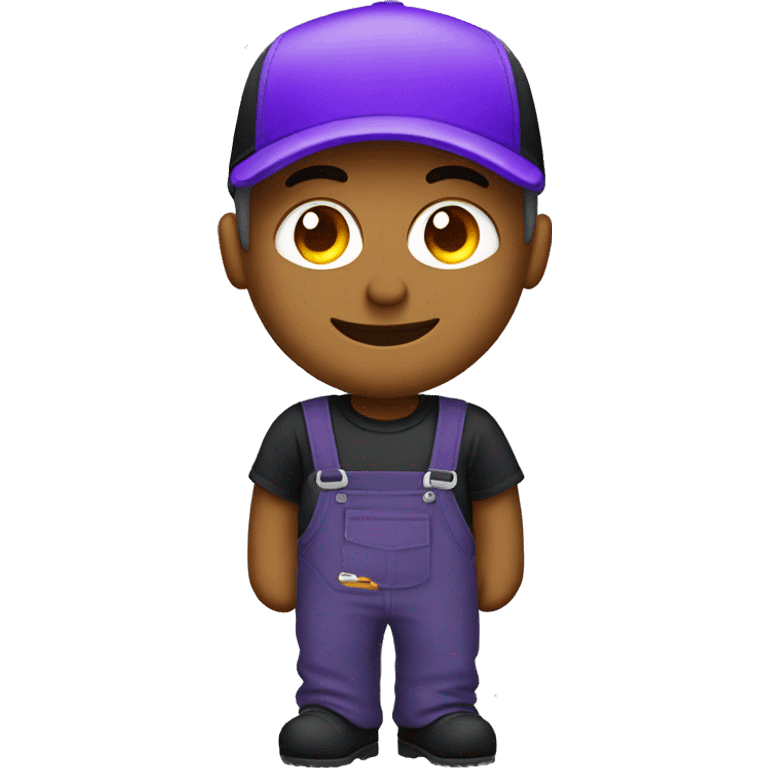 mechanic purple cap with tool and black t-shirt emoji