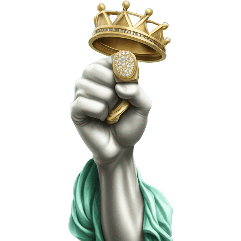 Statue of liberty hand with championship ring emoji