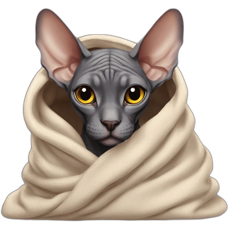 Dark Sphynx in blanket emoji