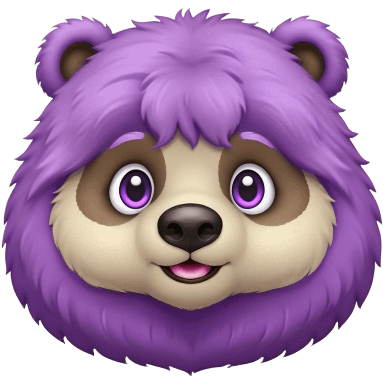 Fluffy round and friendly bear with soft purple fur and big expressive eyes emoji