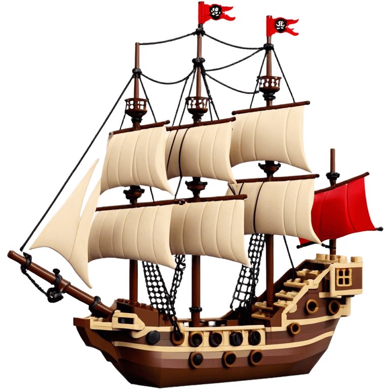 Pirate Ship (Toy) - Lego Pirate Ship (Model Year: 2021) (Iconic colour: Brown with red sails) emoji