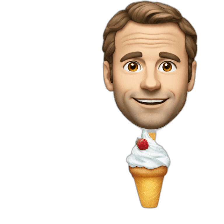 Macron avec une glace emoji