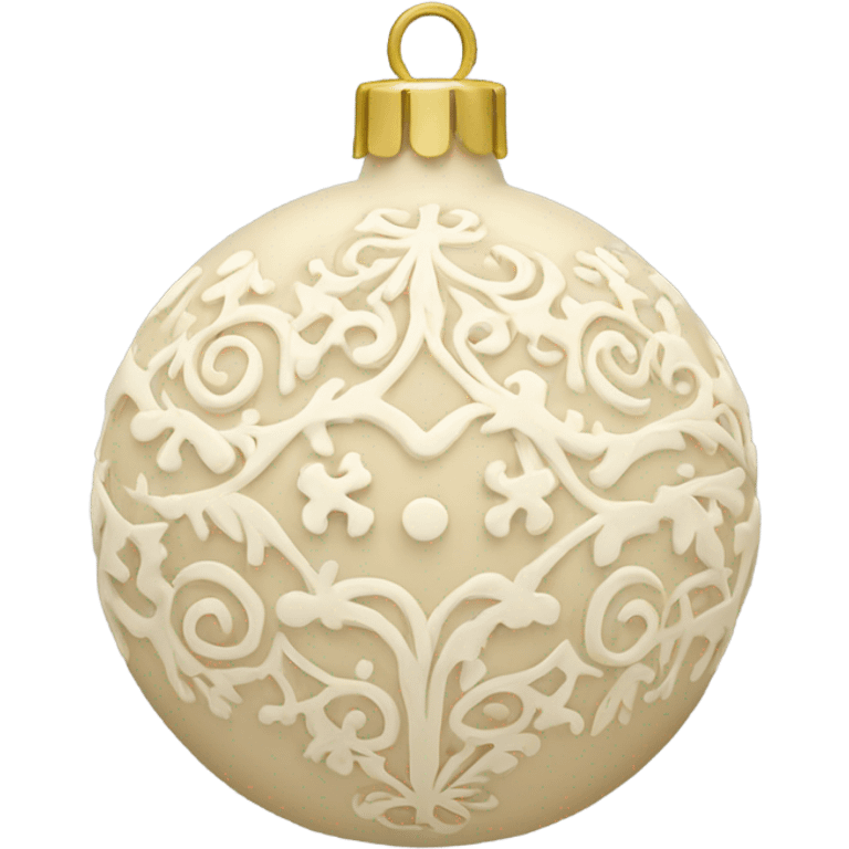 A cream-colored Christmas ornament with intricate patterns  emoji