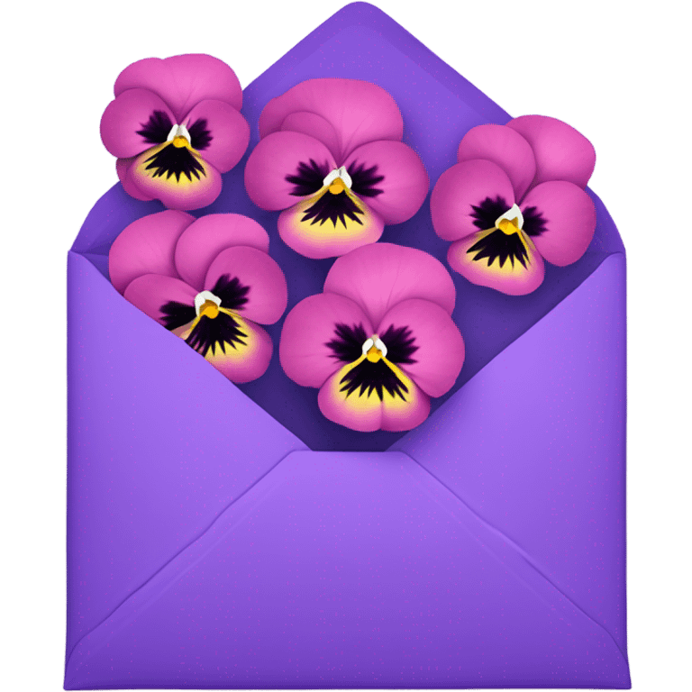 pink pansies placed in a purple aesthetic envelope  emoji