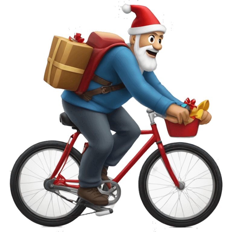 Le père Noël sur un  vélo sur la mèr  emoji