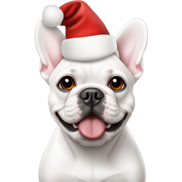 White French bulldog wearing a Santa hat  emoji