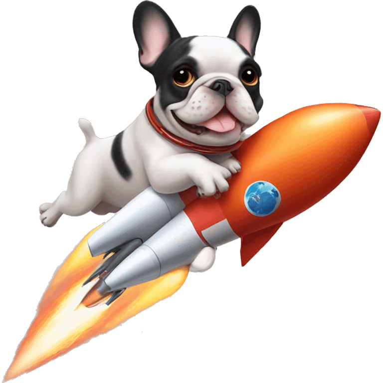 French bulldog on a rocket emoji