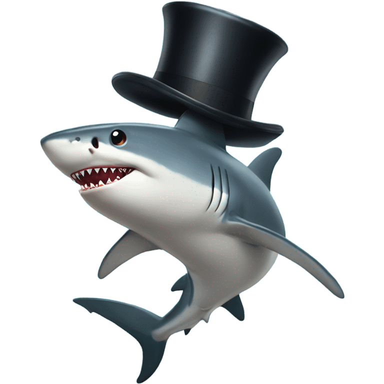 Shark with a top hat emoji