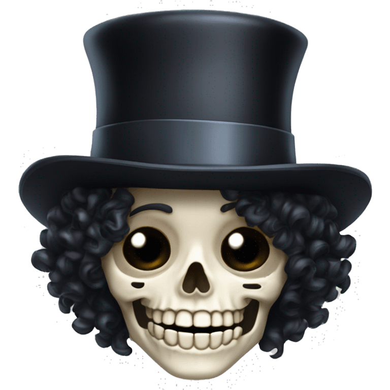 Top hat curly black hair skeleton smiling emoji