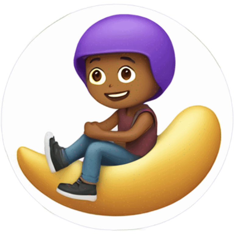 Boy riding egg plant  emoji